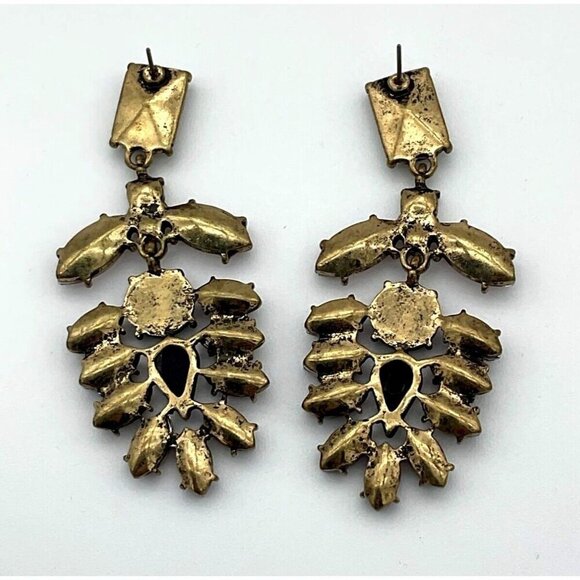 3in Statement Drop Dangle Earrings Red & Pink Gemstones Wedding Formal Party - Picture 2 of 4